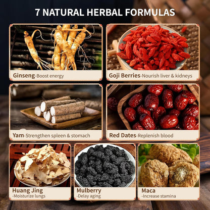 Ginseng Five Treasures Tea Kidney Tea, Traditional Chinese Herbal Tea, Natural Organic Kidney Cleanse Detox Tea for Women & Men, 7 Precious Ingredients Formula(1 Pack/25 Bags)