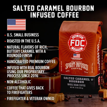Fire Department Coffee - Salted Caramel Bourbon Coffee - Veteran Owned - Premium Bourbon Infused - Ground Medium Roast - Non-Alcoholic - Roasted in the USA - Veteran Owned (12 oz, Pack of 2)