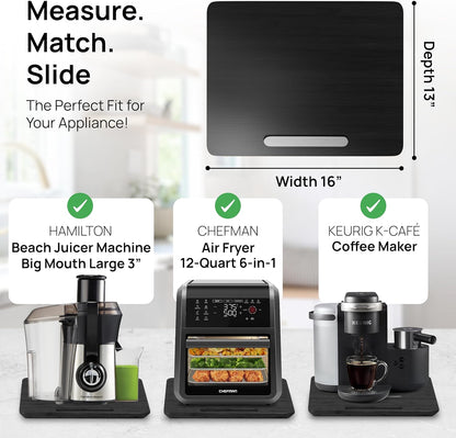 Ibyx Elegant Sliding Tray for Your Coffee Maker & Heavy Kitchen Appliances - Sturdy, Slides Easily from Under The Cabinet (Black, 16" W x 13" D)