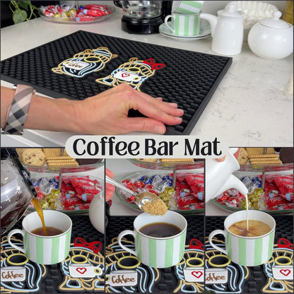 Coffee Bar Mat for Countertop, Large 18x12 Cute Gnome Coffee Mat, Kitchen Decor and Accessories Bar Sign, Durable Kitchen Mats Accessories, Funny Gnomes Signs for Station, Gnomes Decorations for Home