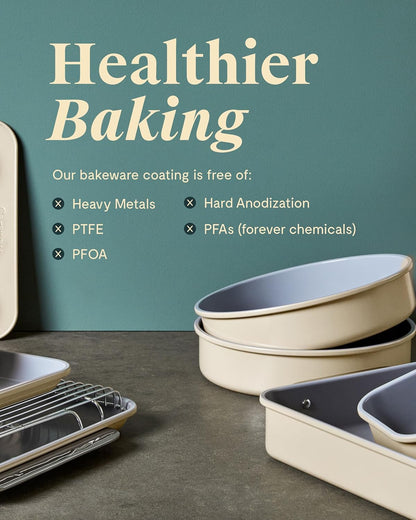 Caraway Non-Stick Ceramic 9” Circle Pans - Naturally Slick Ceramic Coating - Non-Toxic, PTFE & PFOA Free - Perfect for Birthday Cakes, Tartes, & More - Perracotta