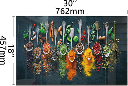 DAIFURONGE Spice Tempered Glass Backsplash For Kitchen Behind Stove,Stove Backsplash Top Cover,Easy to Clean Glass Splashback, Sink Cover Splash Guard,Home Kitchen Wall Decor (30"x18"(76.2x45.72cm))