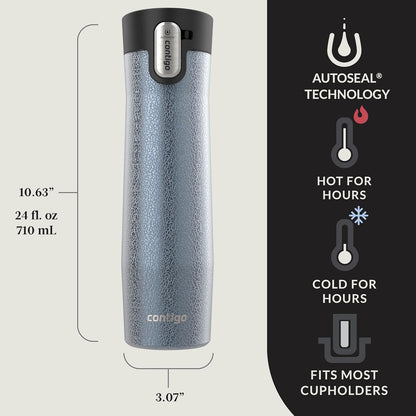 Contigo® AUTOSEAL® West Loop Vacuum-Insulated Stainless Steel Travel Mug with Easy-Clean Lid, 24 oz, Crystal Lakeside
