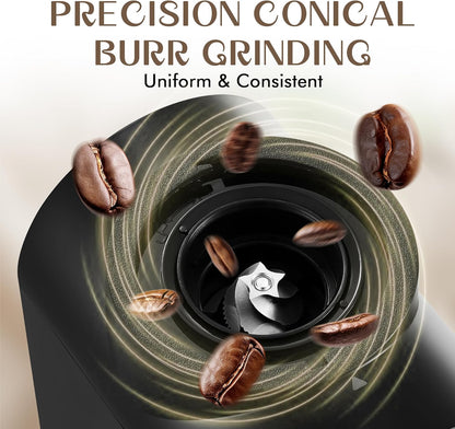 Conical Burr Coffee Grinder, Coffee Beans Grinder with 30 Grinding Settings, Automatic Burr Mill Grinder for Home Use, Touchscreen, 2-12 Cups