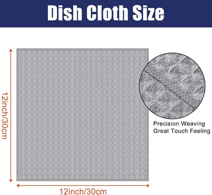 Homaxy Microfiber Waffle Weave Kitchen Dish Cloths, 12 x 12 Inch Ultra Absorbent and Solid Color Dish Towels for Kitchen Fast Drying Dishcloth for Washing Dishes, 12 Pack, Grey