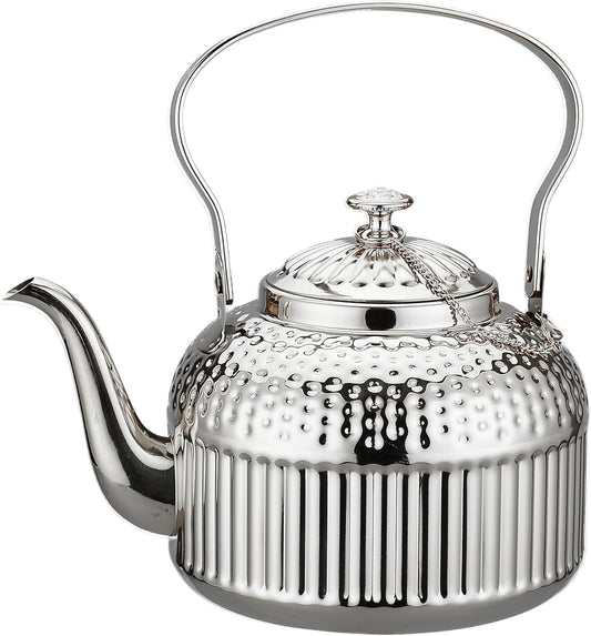 SANQIAHOME Antique 1.5L (50Oz) Stainless Steel Teapot with Infuser Silver
