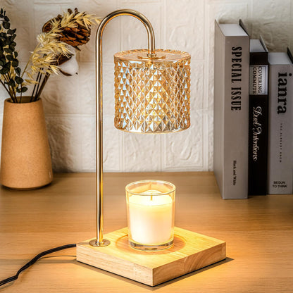 Lamp Candle Warmer with Timer, House Warming Gifts New Home, Candle Wax Warmer, Aesthetic Room Home Bedroom Decor, Amber Lozenge Diamond