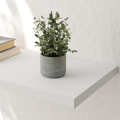 Wall Shelf Set of 1, White Floating Shelves 24 in W x 10 in D x 1 in H, Wooden Floating Wall Shelf with Invisible Brackets for Living Room/Bedroom/Bathroom/Kitchen Storage and Decor