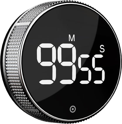 BlueSnail Kitchen Timer with LED Digital Display Smart Efficana for Home Classroom Gym Office, Volume and Brightness Adjustable Productivity Timer (Silvery)