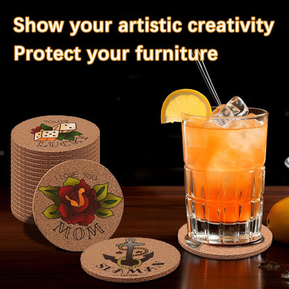 24 pcs Cork Coasters for Drinks, Bulk Blank Coasters DIY Crafts, Non-Slip, Heat-Resistant, Absorbent and Reusable Coffee Coaster for Home Tabletop Decoration