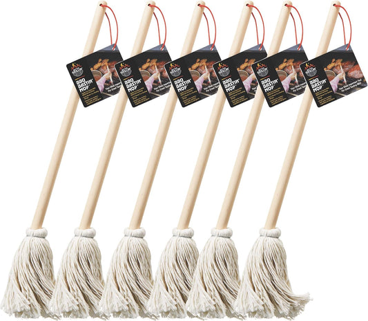 Better Grillin BBQ Bastin Mop Basting Barbecue Brush/Mop Easily Applies Marinades, Sauces, Washes Out, 16in Handle, 6pk