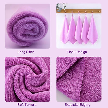 Microfiber Cloth 6Pack Cleaning Rags Absorbant Lint Free Cloth for House, Kitchen, Car, Glass, Stainless Steel, Window, Boat Cleaner-12''x 12''-Purple