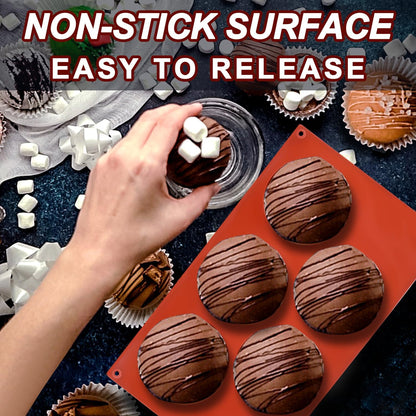 3 Pack Extra Large 5-Cavity Semi Sphere Silicone Molds, Half Sphere Baking Mold Non-Stick for Making Big Size Hot Chocolate Bomb, Jelly, Cake, Dome Mousse