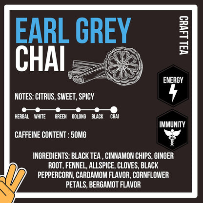 Revival Tea Company Earl Grey Chai Tea - Black Tea Blend with Fresh Spiced Chai and Bergamot Flavor - Loose Leaf 8 Ounces