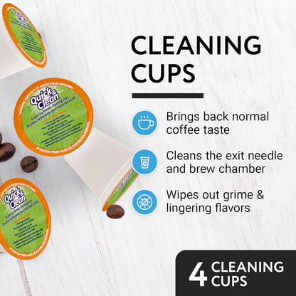 IMPRESA Coffee Machine Descaler & Cleaning Bundle - Compatible with Keurig K-Duo & K-Cup Brewers - 8 Oz Descaling Solution & 4 Maintenance Pods - Coffee Machine Cleaning & Pot Care Kit