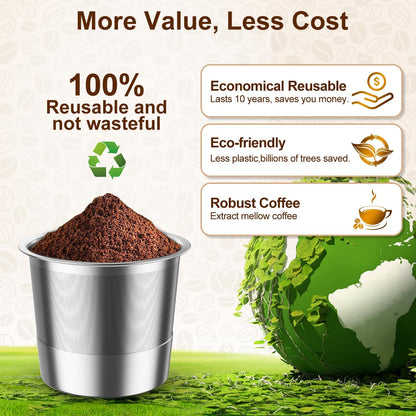 RETHONE Reusable K Cup for Keurig: Stainless Steel K Cup Coffee Pods Compatible with Keurig 1.0 & 2.0 Coffee Makers Machine, BPA-Free Refillable Coffee Filters with Tight Seal, Easy to Clean