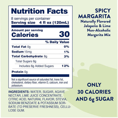 Jordan's Skinny Syrups Sugar Free Syrup, Naturally Sweetened Spicy Margarita Mix Syrup, 32 oz, Low Calorie Flavoring, Protein Shake, Cocktail & More, Gluten Free, Keto Friendly