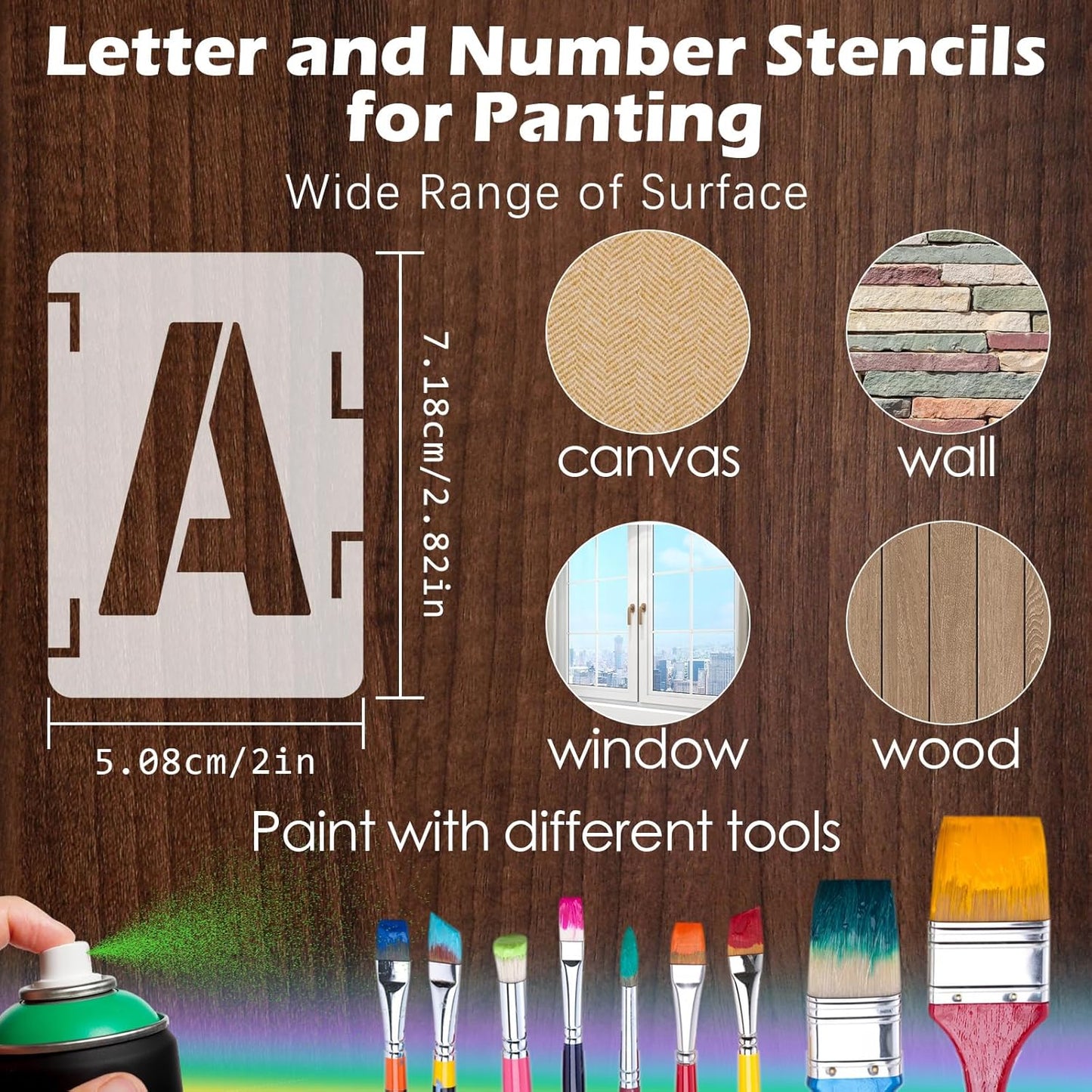 2 Inch Letter Stencils Symbol Numbers Craft Stencils, 63 Pcs Reusable Alphabet Templates Interlocking Stencil Kit for Painting on Wood, Wall, Fabric, Rock, Sign, DIY Art Projects (Letter and Number)