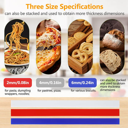 6Pcs Silicone Rolling Pin Guides - Perfect Dough Leveler Sticks for Precision Baking - Food Grade Silicone Strips for Thickness Guide