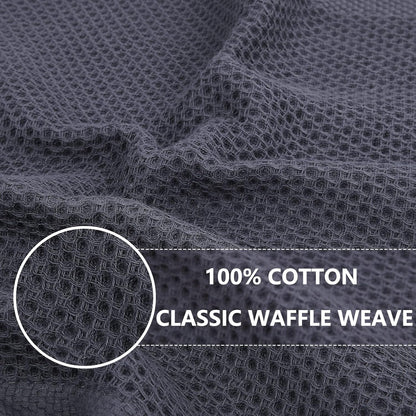 Homaxy 100% Cotton Waffle Weave Kitchen Dish Towels, Ultra Soft Absorbent Quick Drying Cleaning Towel, 13 x 28 Inches, 18-Pack, Dark Grey