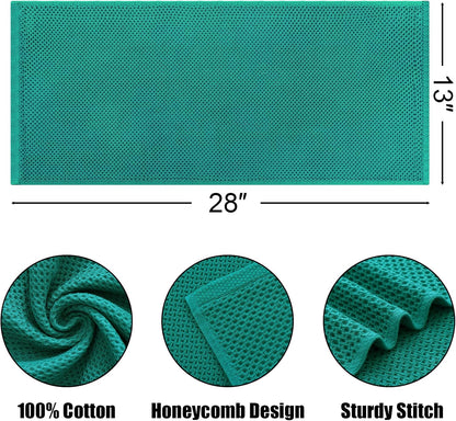 Kitinjoy 100% Cotton Waffle Weave Kitchen Towels, 4-Pack Super Soft and Absorbent Dish Towels for Drying Dishes, Kitchen Hand Towels, 13 in x 28 in, Teal