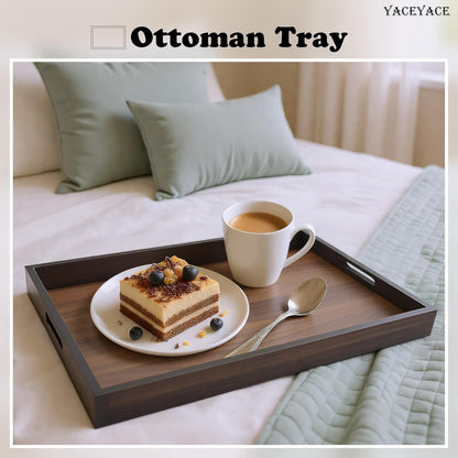 Wood Serving Tray, 13"x8.7"x1.5" Small Food Tray for Party, Dining, Home Decor, Bed, Bathroom, Living Room, Drink, Coffe Table