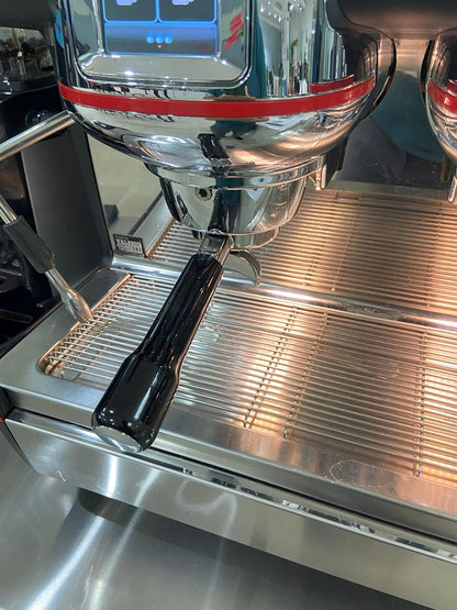 58mm Double Spout Portafilter Compatible with La Marzocco Espresso Machine Stainless Steel Espresso Portafilter with Double Shot Filter Basket Espresso Accessories-Handle Plastic