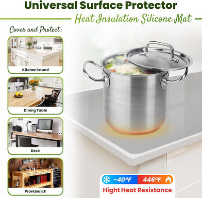 Premium Silicone Mat 25" x 17" Cooking Mat Thick Heat Resistant, Kitchen Counter Mat - Coffee Machine, Glass Top Stove Cover Countertop Protector for Air Fryer, Baking mat (Semi-Translucent)