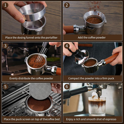 54mm Espresso Tamper Set, 5-IN-1 Espresso Accessories Kit with Coffee Tamper, WDT Tool, Dosing Funnel, Non-slip Mat and Cleaning Brush