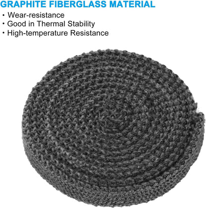 PATIKIL Wood Stove Gasket, 2Pcs 9/16" x 1/8" x 73" Flat Graphite Fiberglass High-Temperature Resistance Seal Rope for Stoves Fireplace Door, Black