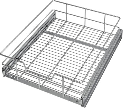 Pull Out Cabinet Organizer 14" W X 22" D, Slide Out Drawers For Kitchen Organizers and Storage, Pull Out Drawers For Cabinets Capacity Heavy Duty Caddy, Cabinet Shelves Chrome-Plated, Bathroom Pantry