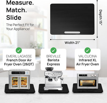Ibyx Elegant Sliding Tray for Your Coffee Maker & Heavy Kitchen Appliances - Sturdy, Slides Easily from Under The Cabinet (Black, 21" W x 15" D)