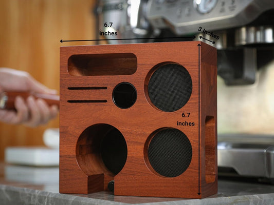 58mm Espresso Accessories Kit – Rosewood Tamping Station, Calibrated Tamper, Coffee Distributor, WDT Tool, Dosing Funnel & Puck Screen | Complete Espresso Tool Set for 58mm Portafilter M
