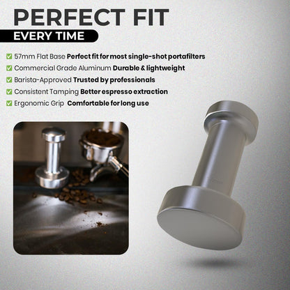 Rattleware Premium Aluminum Espresso Tamper (57 mm) - Ideal for Baristas & Coffee Lovers - Sleek Material & Design - Ultimate Tamping Precision & Consistency