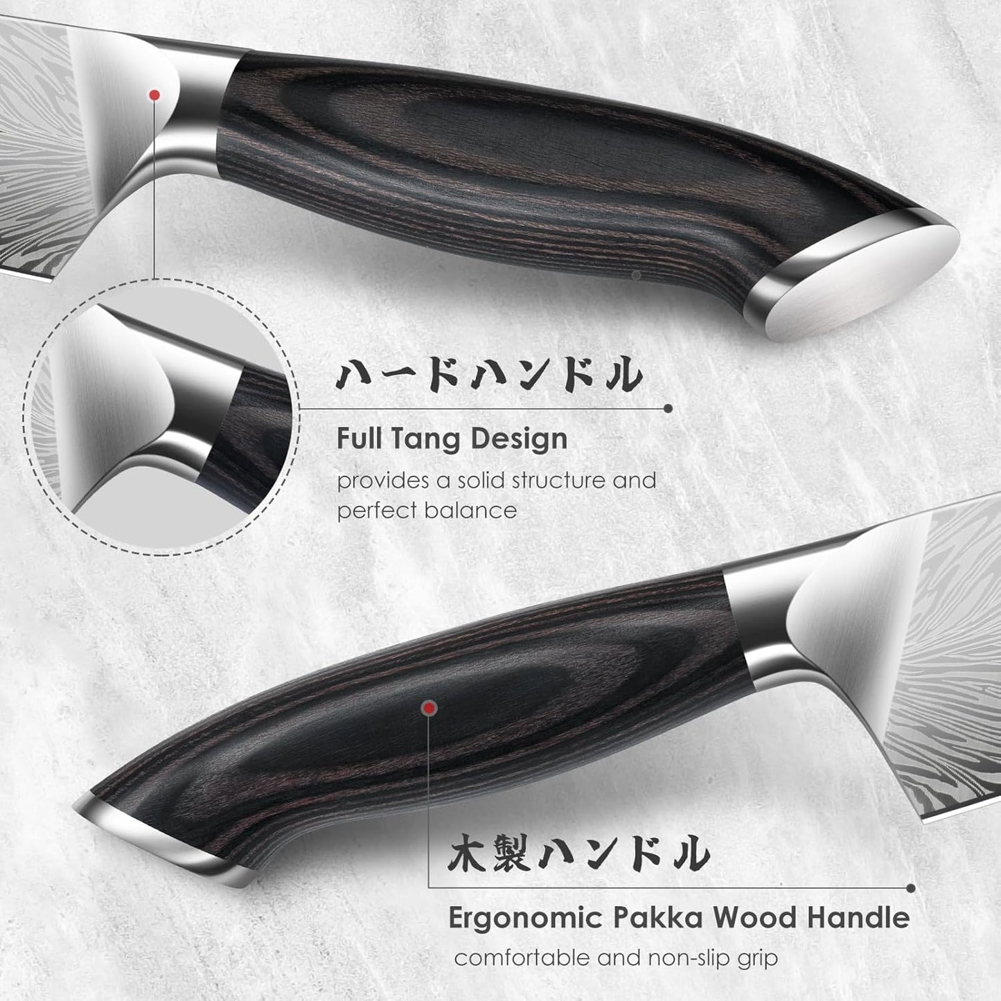 SHAN ZU Kitchen Knife Set with Double Sided Magnetic Knife Block, 7PCS Knives Block Sets in Powder Steel Ultra Sharp Japanese Knife Sets with Sharpening Steel Chef Knives Set with Pakkawood Handle
