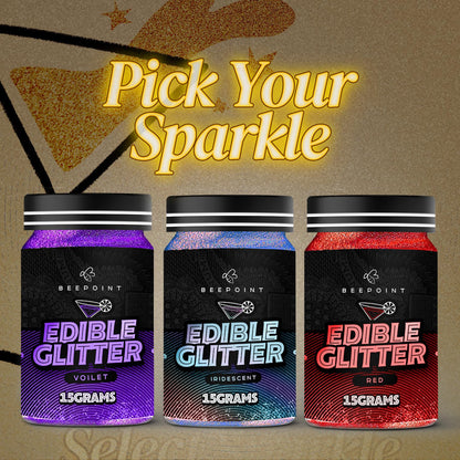 BeePoint Red Edible Glitter for Drinks 15g - Food Grade, Vibrant Color Shimmer Powdered Dust for Drinks, Cocktails, Cake Decorating, Baking, Chocolates, Candy, Sweets, & Cookies - Vegan & Gluten Free