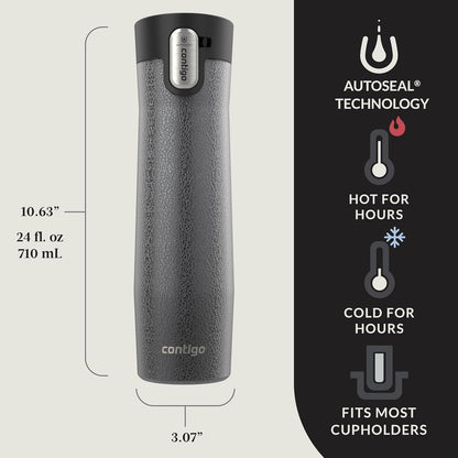 Contigo® AUTOSEAL® West Loop Vacuum-Insulated Stainless Steel Travel Mug with Easy-Clean Lid, 24 oz, Crystal Sake