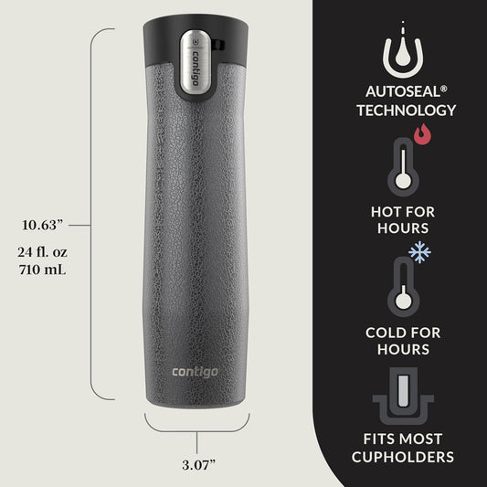 Contigo® AUTOSEAL® West Loop Vacuum-Insulated Stainless Steel Travel Mug with Easy-Clean Lid, 24 oz, Crystal Sake