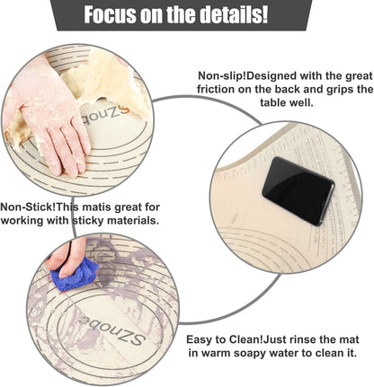 Silicone Pastry Mat 28X20 Inches Baking Mat with Measurement, Perfect for Dough, Pastry, Cookies, Pie Crust, Fondant, Bread, Sourdough, Pasta, Pizza, Kitchen Counter Mat