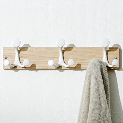 SKOLOO 17-Inch Natural Wood Coat Rack Wall Mount with 3 Triple Hooks - Ideal for Family Entrances, Classrooms, and Pet Supplies Storage - Perfect Coat Hooks for Wall