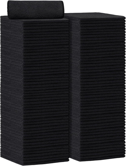 AIDEA Microfiber Cleaning Cloth 100PK, Soft Microfiber Towels for Cars, Absorbent Cleaning Rags, Lint-Free Streak-Free Wash Cloths for House, Kitchen, Window(12inx12in), Black