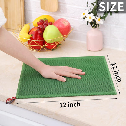 Homaxy 100% Cotton Waffle Weave Kitchen Dish Cloths, Ultra Soft Absorbent Quick Drying Dish Towels, 12 x 12 Inches, 8-Pack, Grass Green