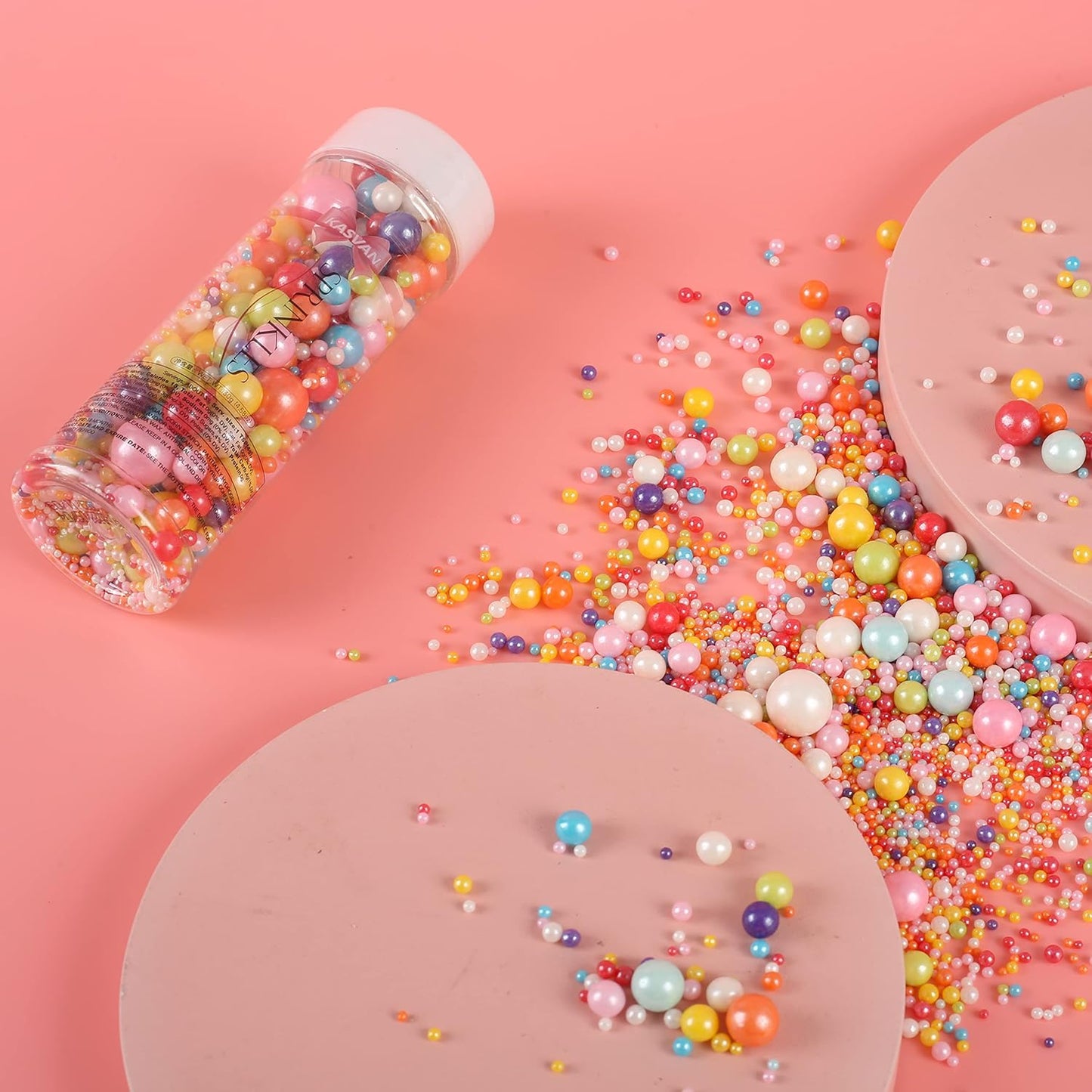 Kasvan Mixed Pearl Sugar Sprinkles - Edible Candy Pearls 130g/4.58 Oz, Mix Size, Baking Cake Decorations, Ice Cream Toppings and Cookie Decorating, Wedding Party Chirstmas Supplies