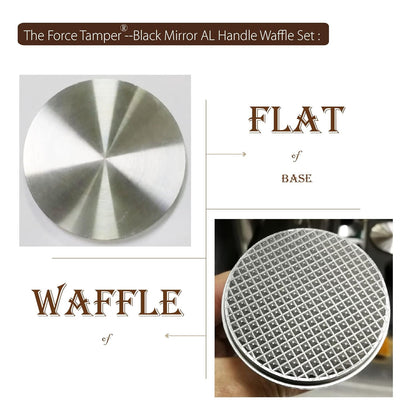 The Force Tamper Automatic Impact Adjustable Constant Pressure and Autoleveling Coffee Tamper Black Mirror Jellyfish AL Handle Set Pro (Waffle-Set, 58.50mm)