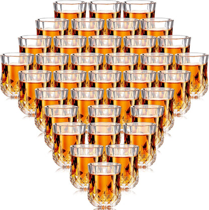 Meanplan 1.7oz Mini Shot Glasses Set Tasting Glasses Heavy Base Clear Shot cup Cute Cordial Mini Wine cups for Serving Whiskey, Wine, Juice(36 Pcs)