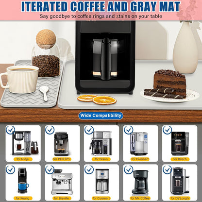 Silicone Coffee Mat - Removable Bar Mat with Concave and Convex Design, Leak-Proof and Non-Slip, Suitable for Use Under the Coffee Machine to Keep the Countertop Clean (White19"x12")
