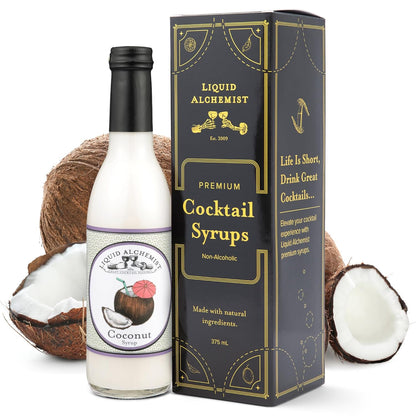 Liquid Alchemist Coconut Syrup for Drinks - Real Ingredients Make our Cream of Coconut Syrup a Perfect Pina Colada Drink Mix - Tropical Flavoring for Drinks - Vegan & Non-GMO (12 oz)