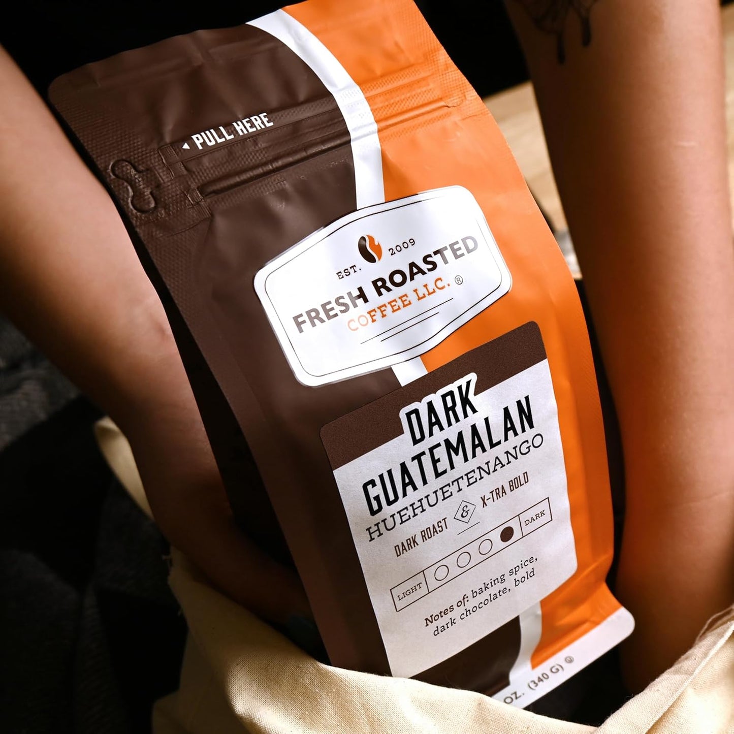 Fresh Roasted Coffee, Dark Guatemala Huehuetenango | 12 oz | Single Origin | Dark Roast | Kosher | Ground