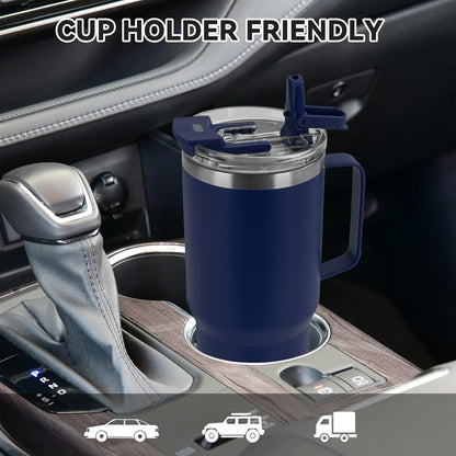 HASLE OUTFITTERS 30oz Tumbler Bulk with Handle, Insulated Travel Coffee Mug Set with Handle Leak-Proof Double Wall Stainless Steel Vacuum Tumblers Pack Metal Cup for Hot and Cold Drink