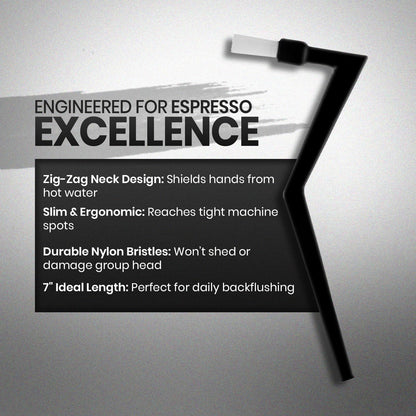 Rattleware Durable Espresso Machine 7” Zig Zag Group Brush for Home, Cafe, and Restaurant - Perfect Cleaning Coffee Brush Ideal for Daily Backflushing Routine (Pack of 2)